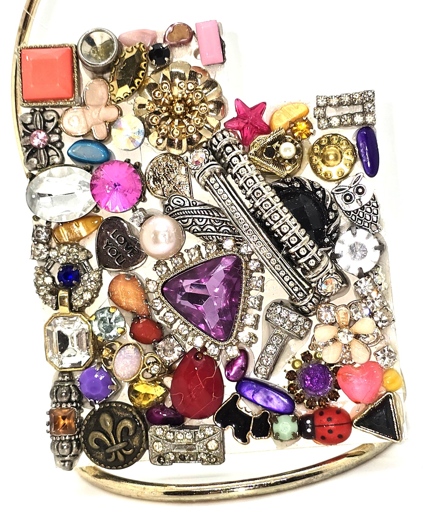 Handcrafted from recycled Materials, 4 inch Utah bejewled