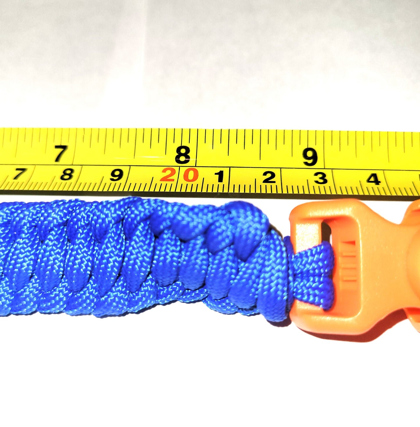 Royal Blue Paracord Braided Bracelet, Orange Whistle and Compass Buckle, Woven, Veteran Made, PTSD Therapy, Great Gift for Him or Her