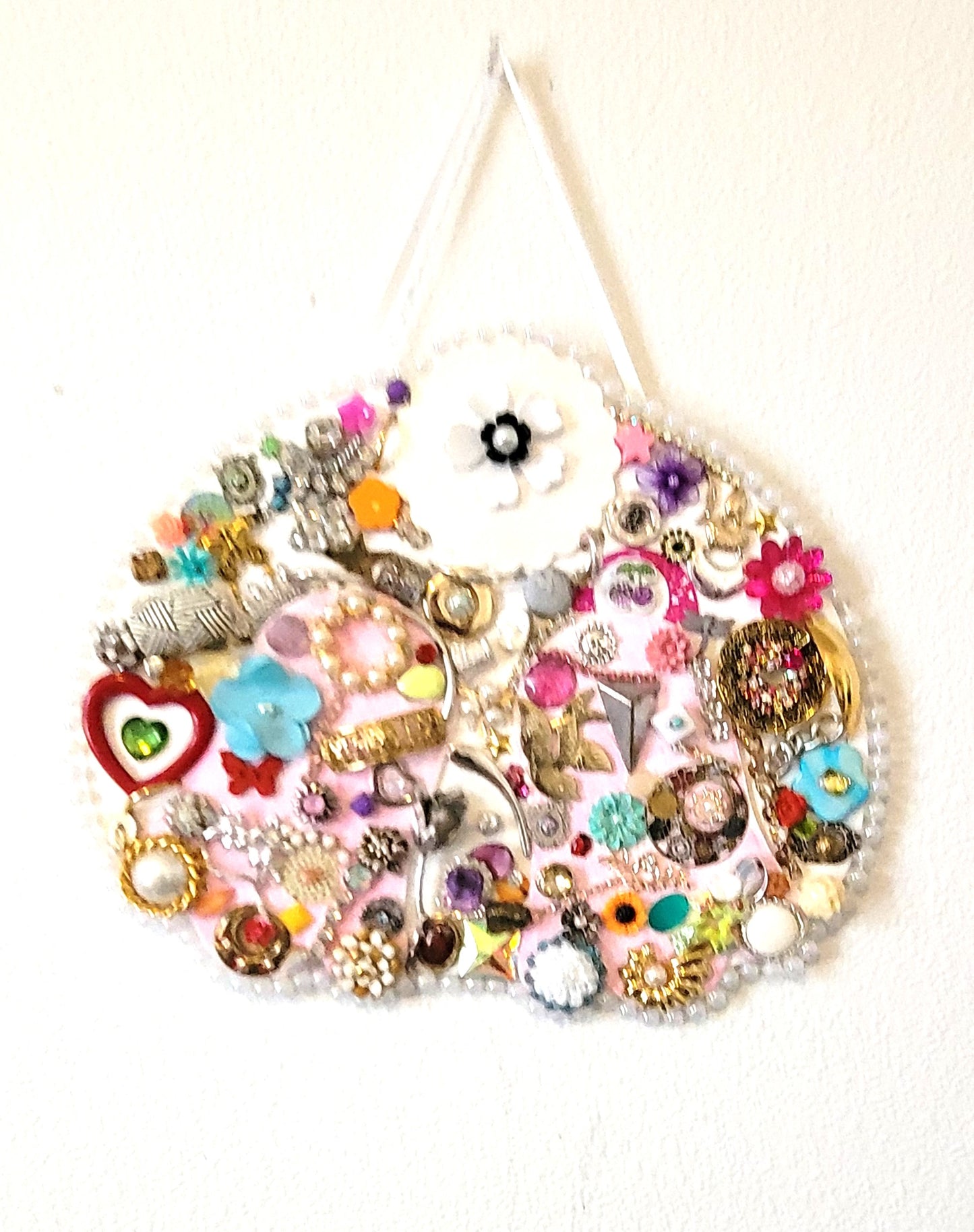 Easter Bunny Bum Bejeweled Wall Hangng, Created from upcycled materials