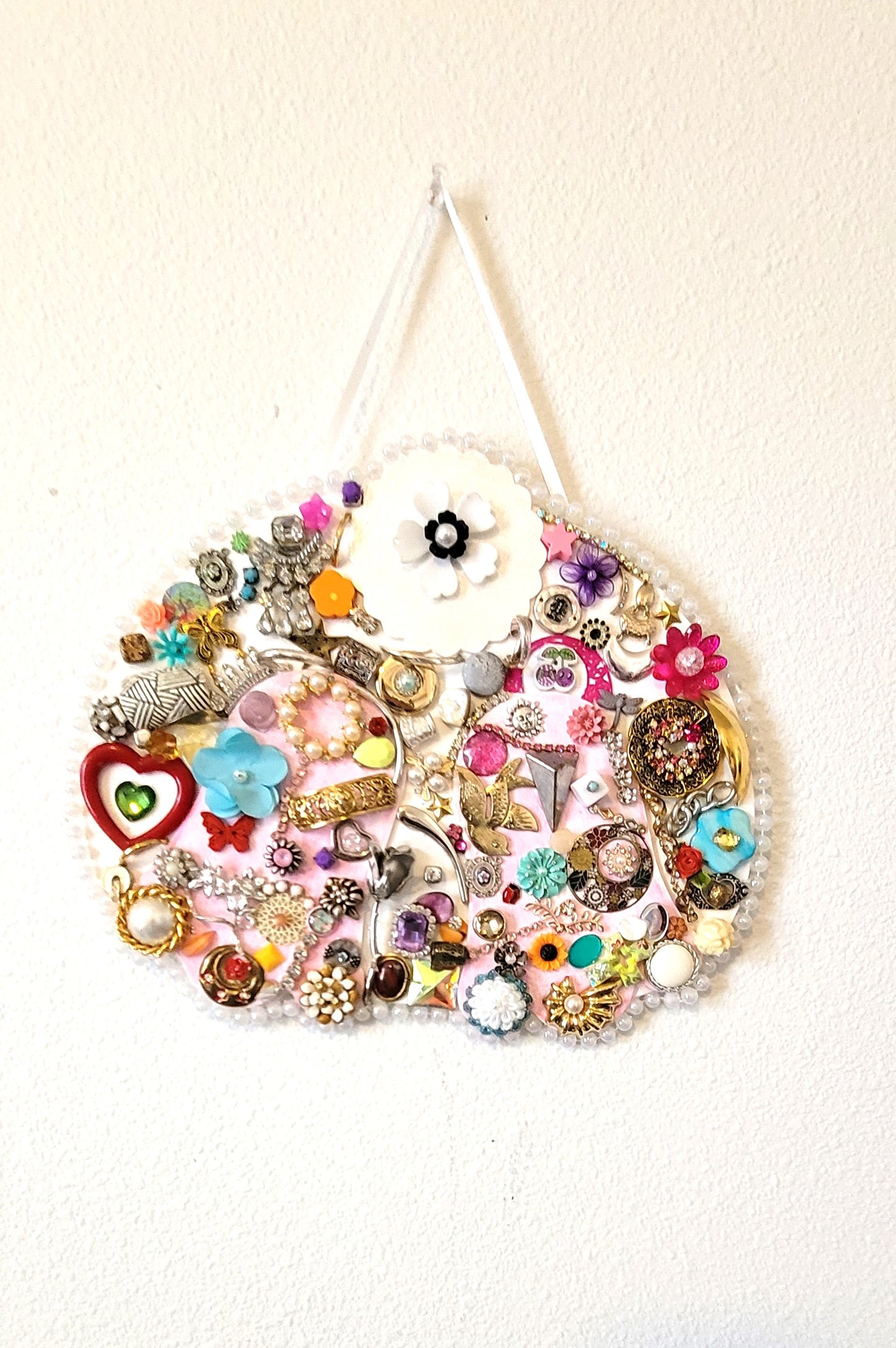 Easter Bunny Bum Bejeweled Wall Hangng, Created from upcycled materials