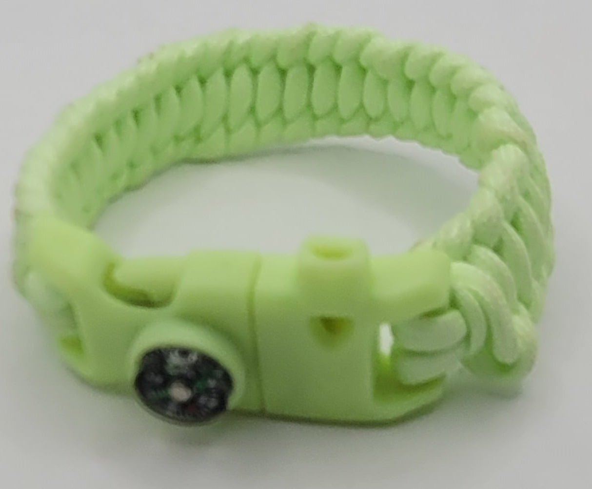 The Glow In Dark green paracord bracelet with a tool Buckle.