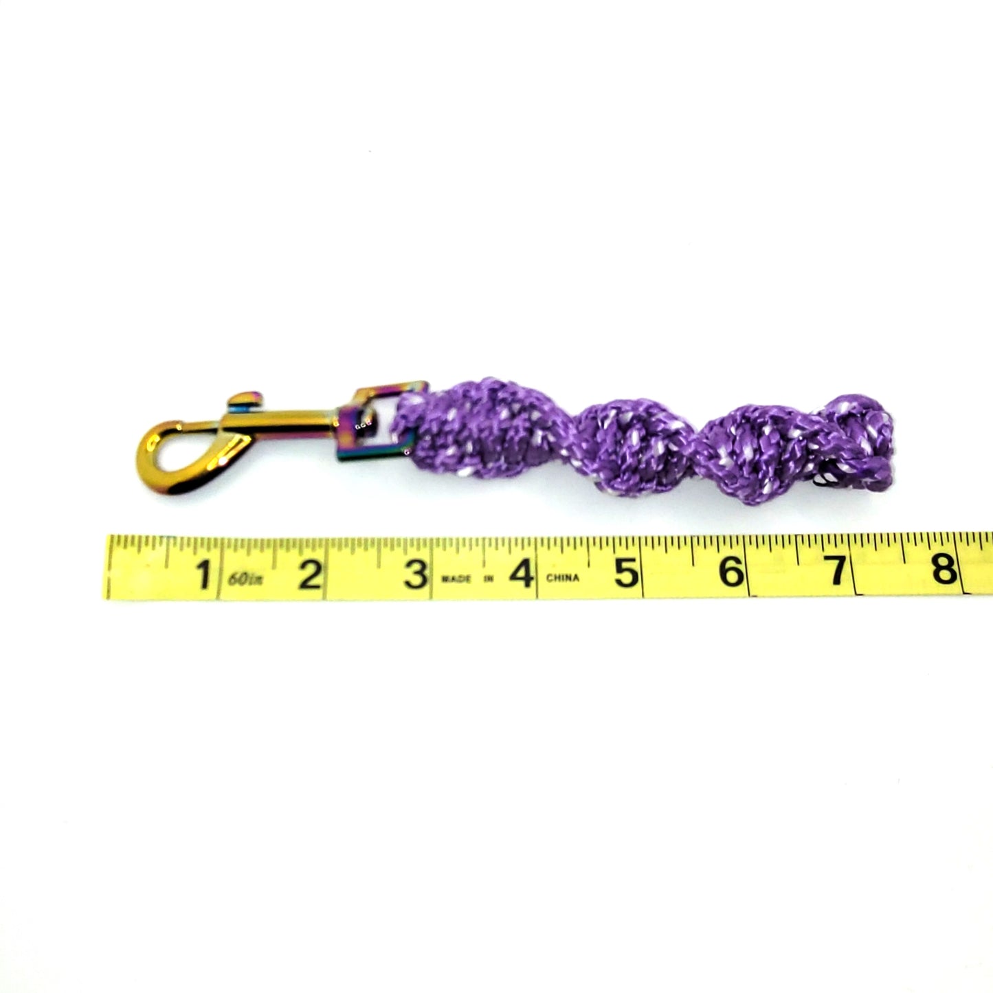 Handcrafted Purple with variegated white paracord keychain, multihued purple keyclip, 7 inches long