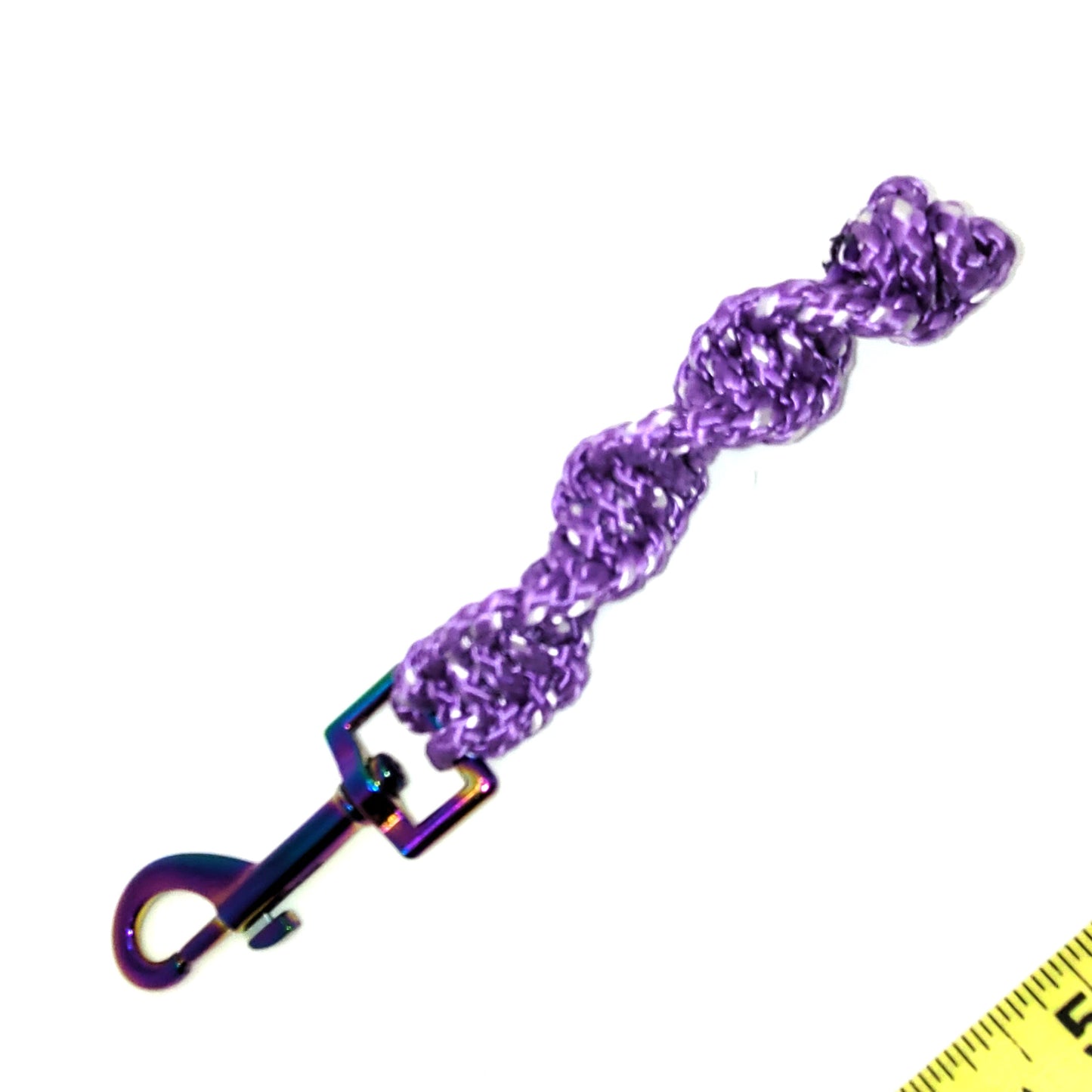 Handcrafted Purple with variegated white paracord keychain, multihued purple keyclip, 7 inches long