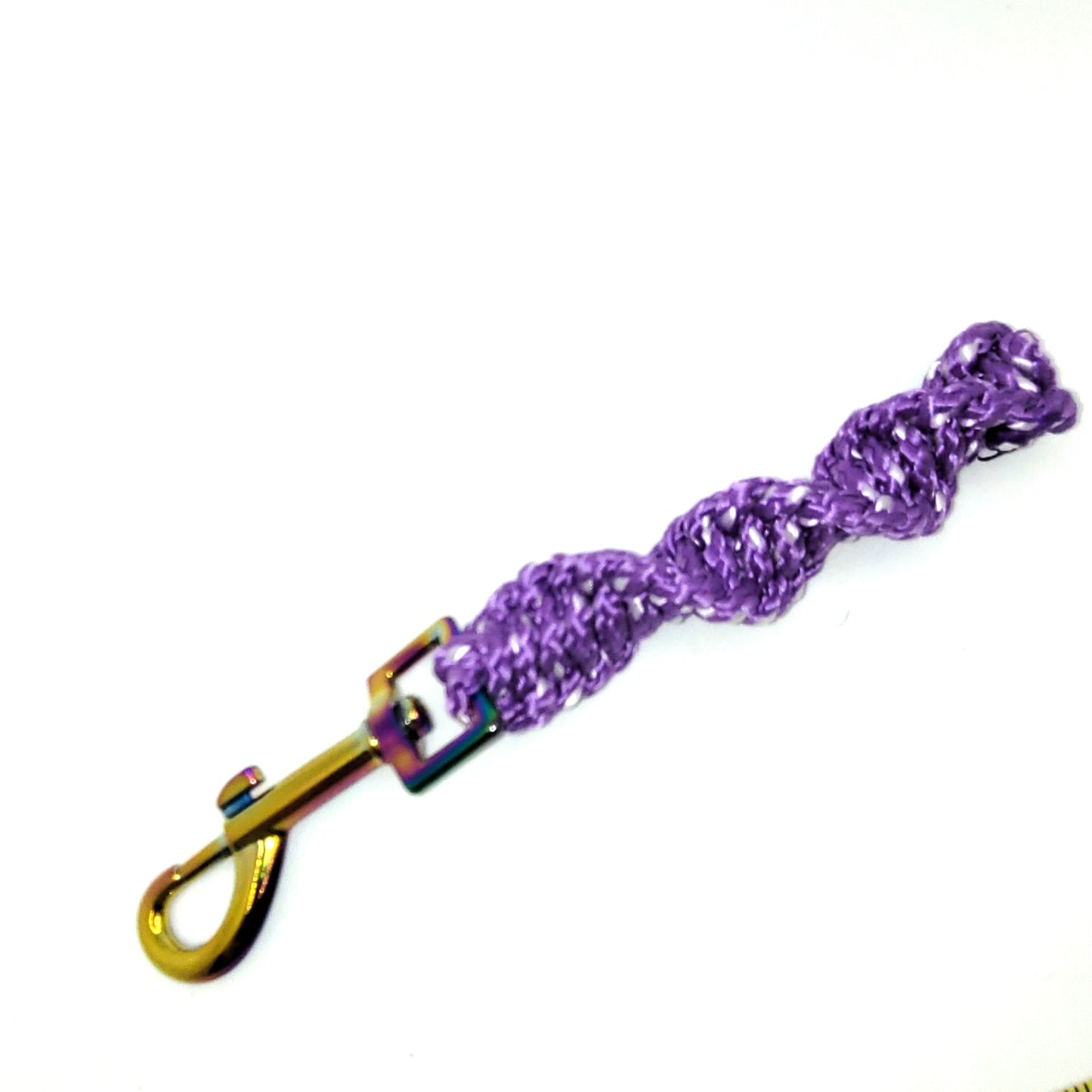 Handcrafted Purple with variegated white paracord keychain, multihued purple keyclip, 7 inches long