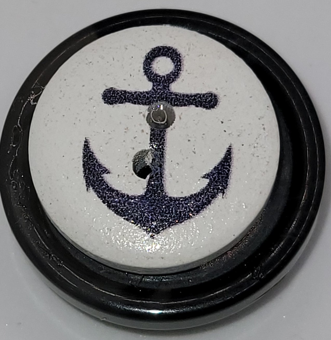 Anchor, Blue, White, Magnet, Recycled, Repurposed, Upcycled, Mini, 1 inch, Nautical, Navy, Button, Home Decor, Decoration