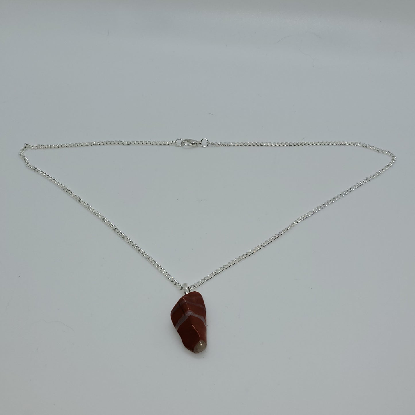 Polished Red Striped Jasper stone pendant with white tip Necklace