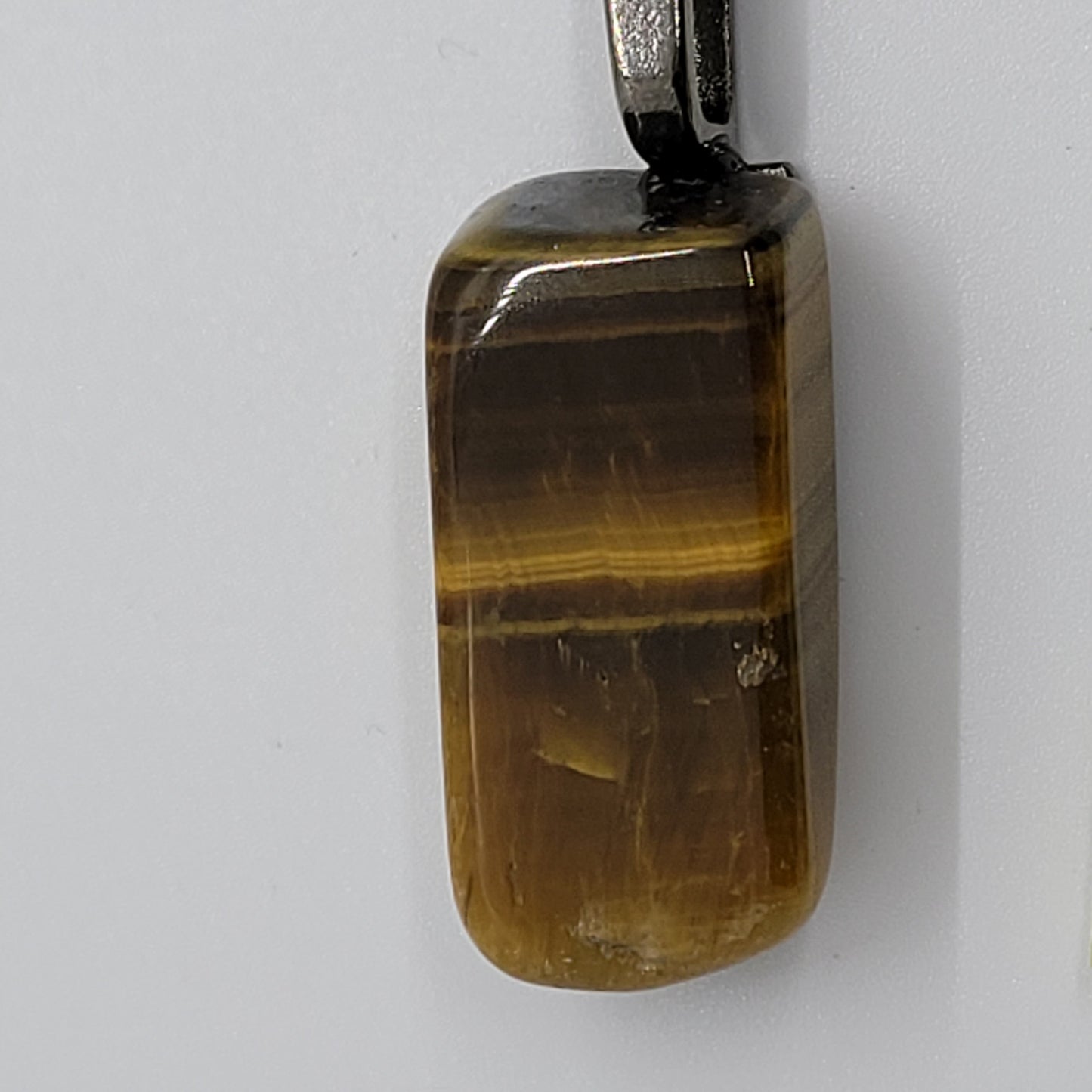 Handcrafted Polished Tiger's Eye Rectangle Cube Pendant Necklace, 18 inches