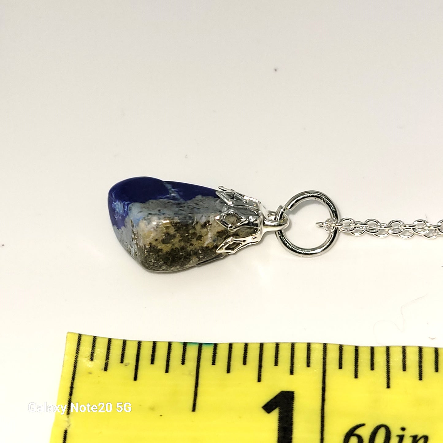 Handcrafted Polished Lapis Pendant Necklace, 18 inches, Silver Toned Chain, Great Gift for the Someone Special in your life