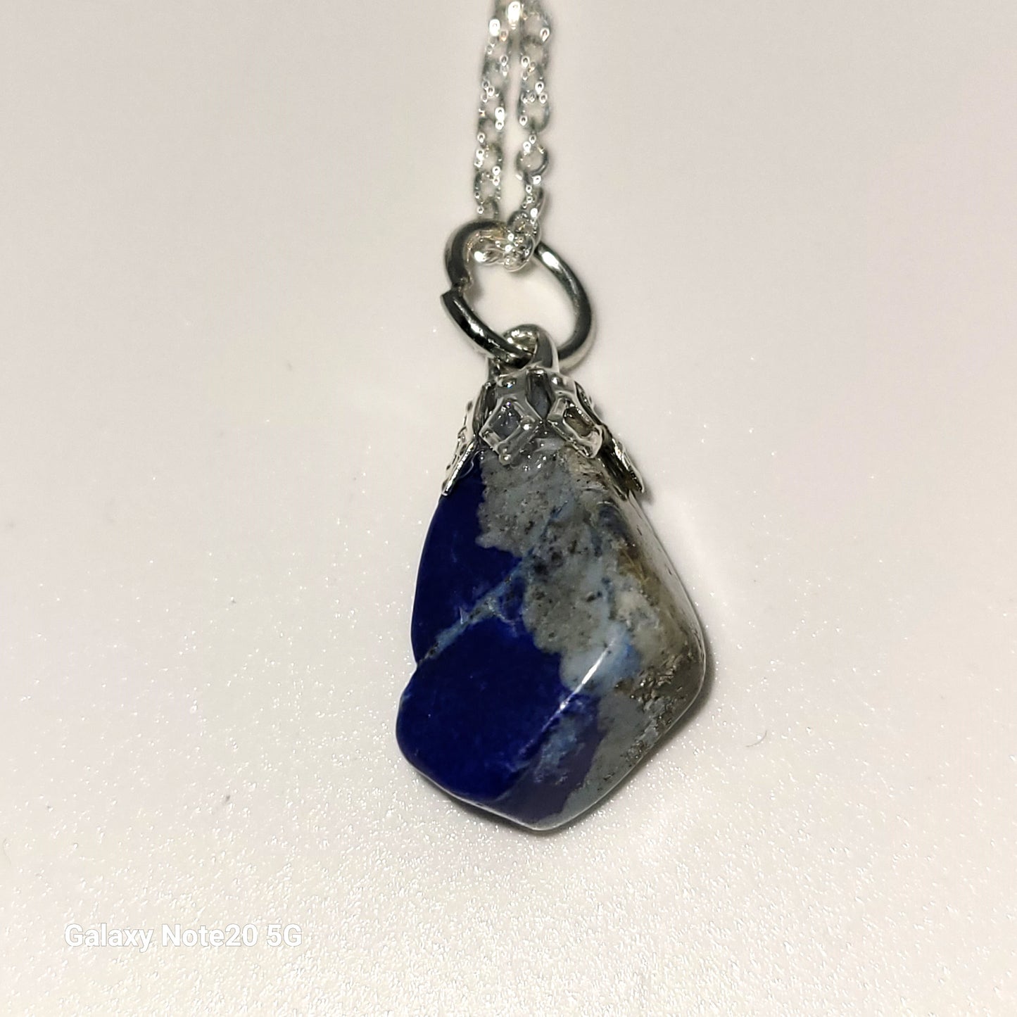 Handcrafted Polished Lapis Pendant Necklace, 18 inches, Silver Toned Chain, Great Gift for the Someone Special in your life