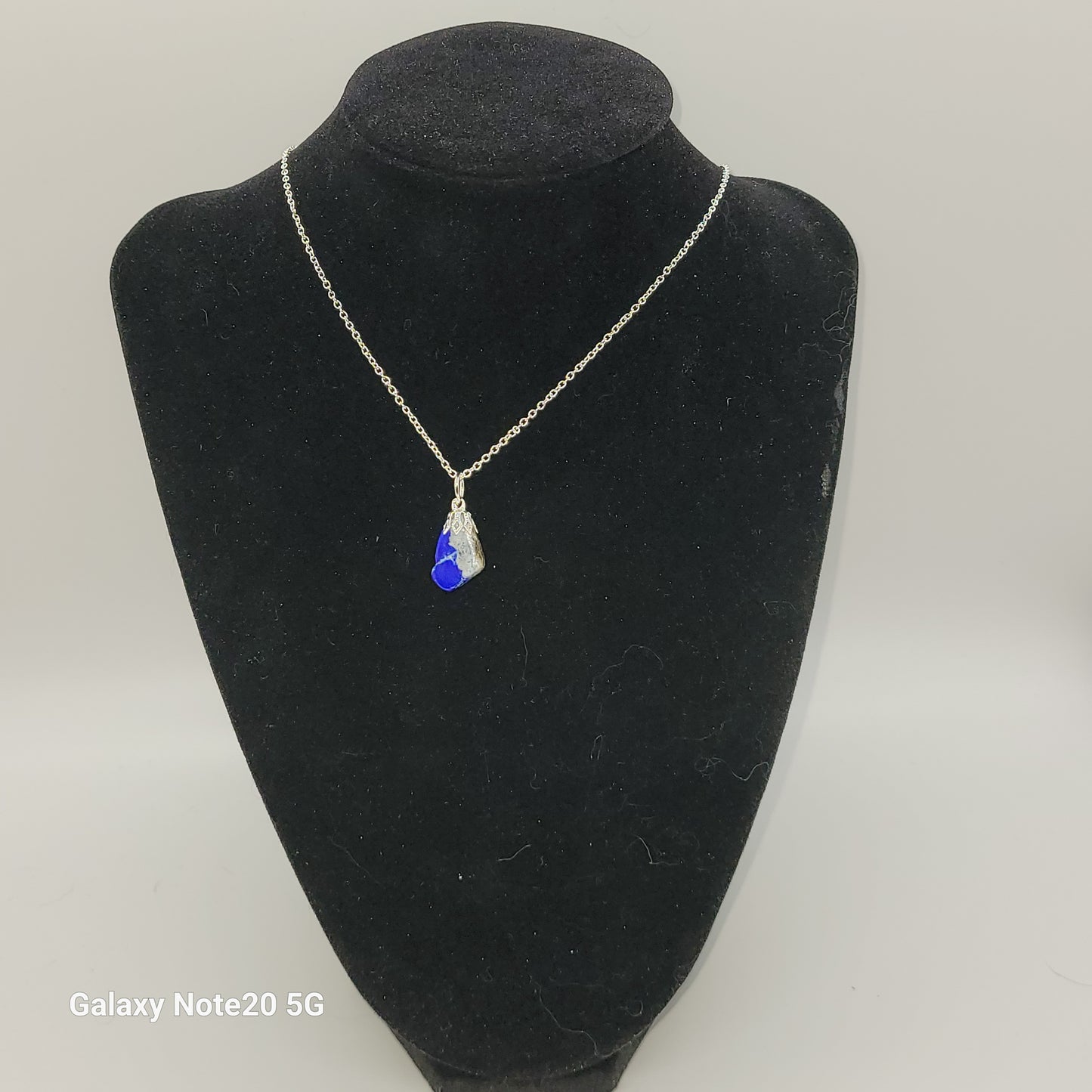 Handcrafted Polished Lapis Pendant Necklace, 18 inches, Silver Toned Chain, Great Gift for the Someone Special in your life