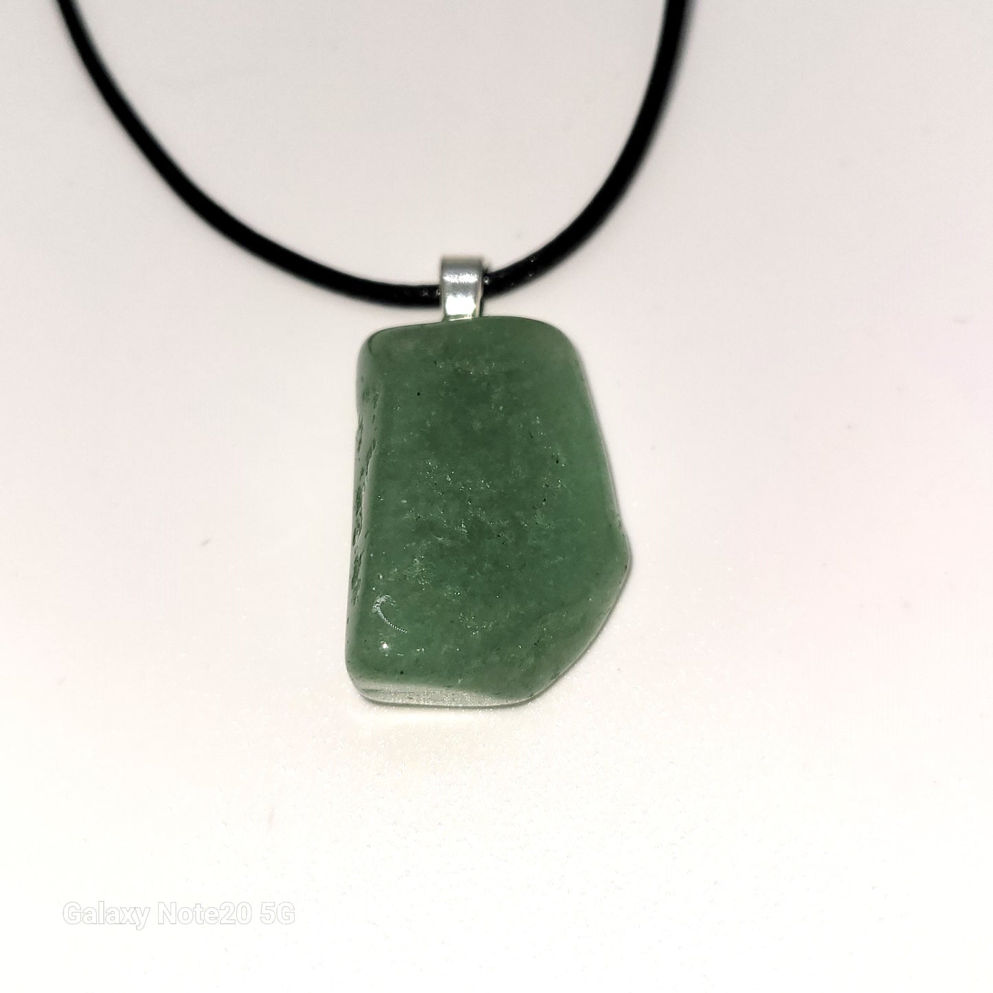 Polished Light Green Jade Pendant Necklace, Handcrafted,18 inches