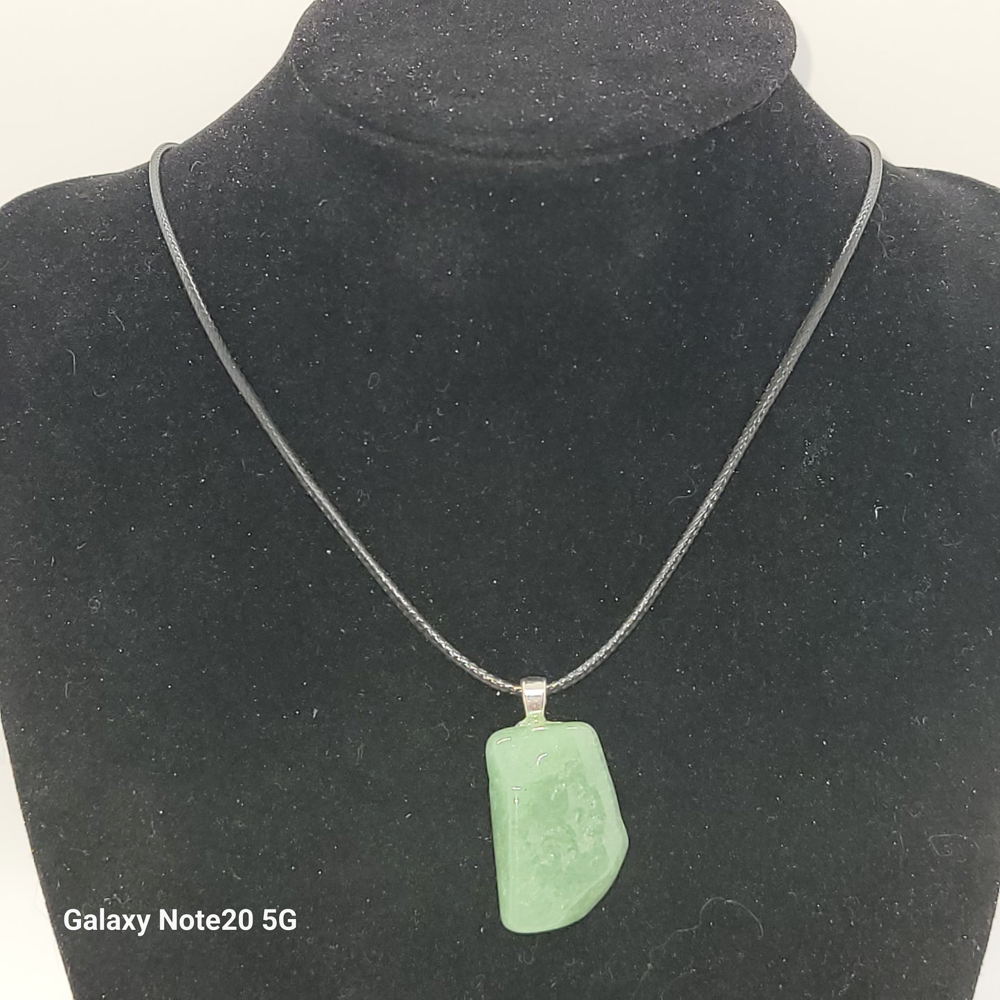 Polished Light Green Jade Pendant Necklace, Handcrafted,18 inches