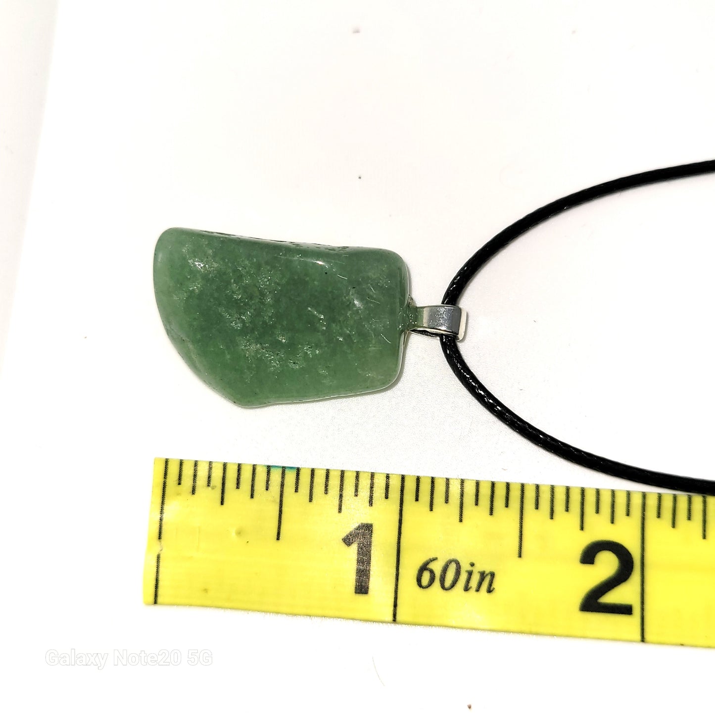 Polished Light Green Jade Pendant Necklace, Handcrafted,18 inches