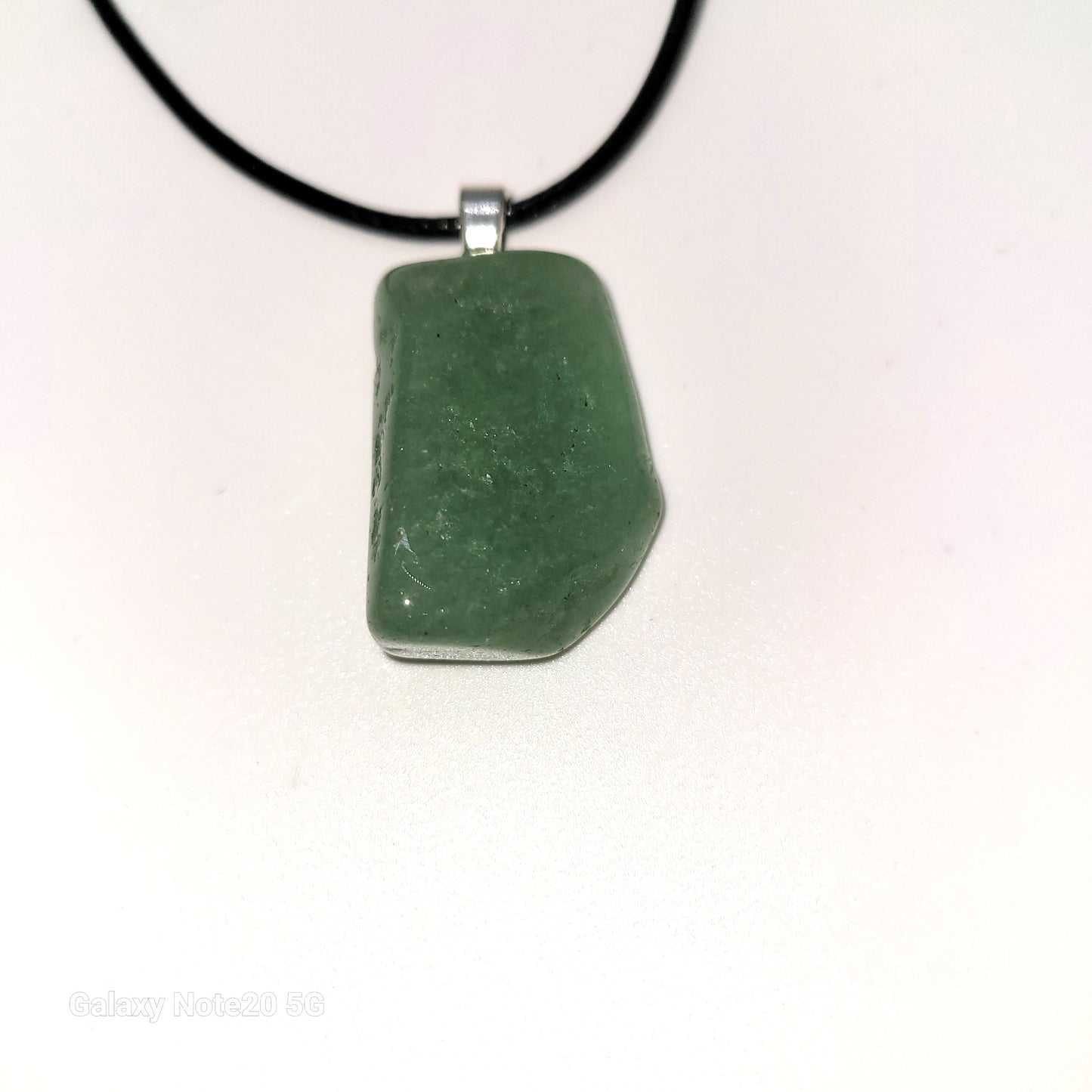 Polished Light Green Jade Pendant Necklace, Handcrafted,18 inches