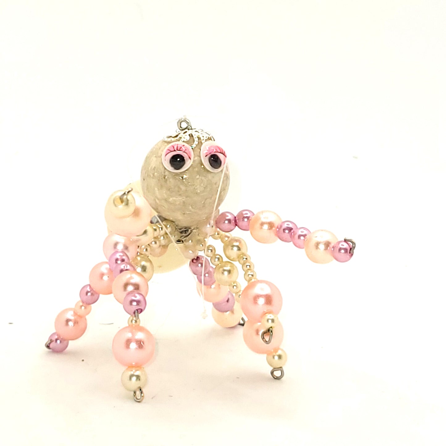 Christmas Spider, Tree Decoration Pink Pearl beaded