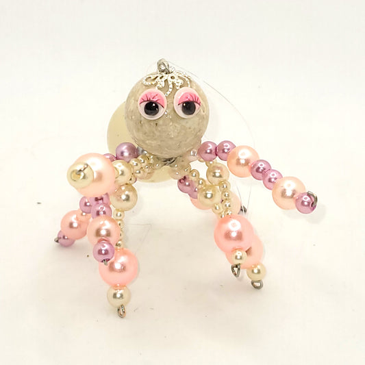 Christmas Spider, Tree Decoration Pink Pearl beaded