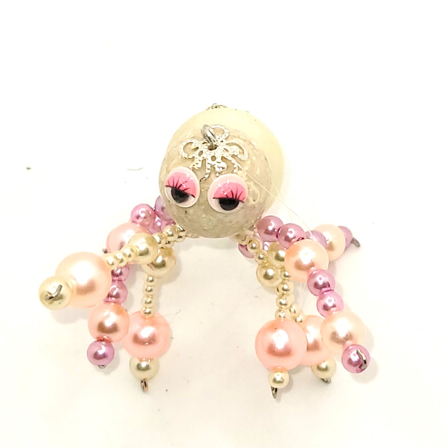 Christmas Spider, Tree Decoration Pink Pearl beaded